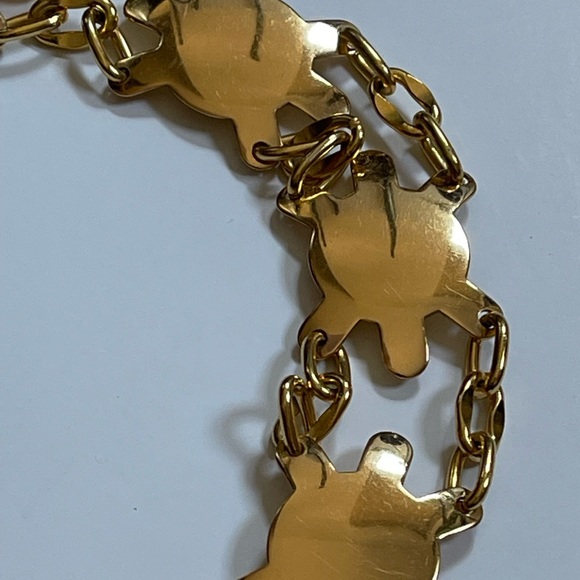 Vintage Morris Moskowitz Gold Link Chain Belt with Round Decorative Solid Links - Picture 2 of 5